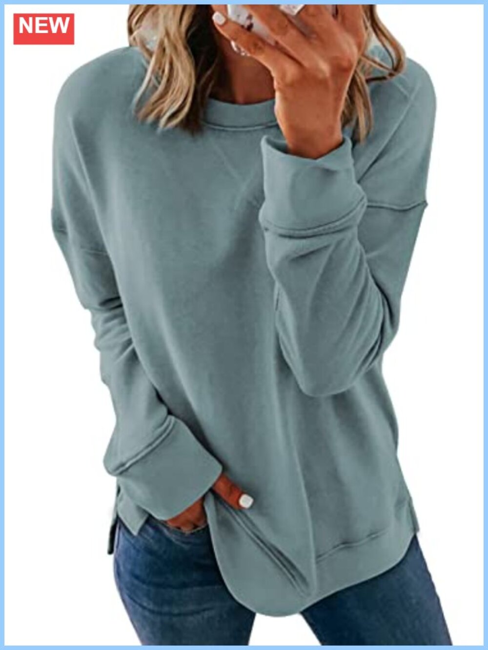 Women's Crew Neck Sweatshirt Loose Long Sleeve Pullover Casual Top
